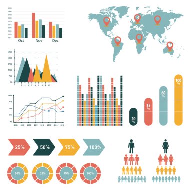 Retro infographics seti
