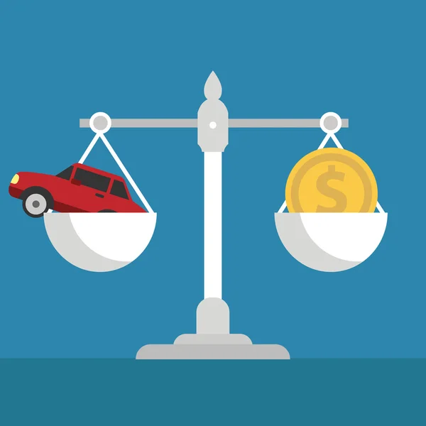 Balance avec voiture et dollar — Image vectorielle