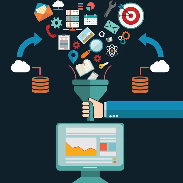 Concepto de filtro de big data — Vector de stock