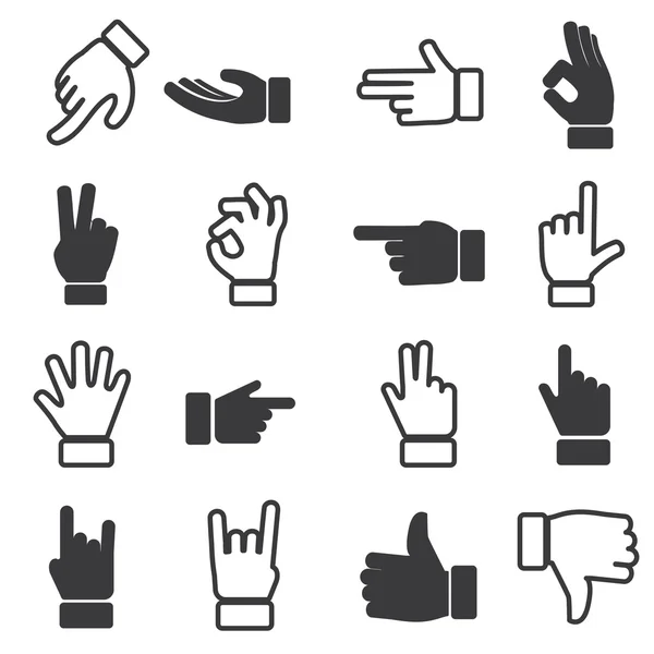 Icônes mains dans différentes positions — Image vectorielle