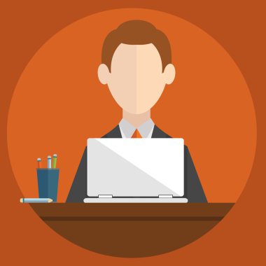 İşadamı dizüstü bilgisayarla çalışıyor