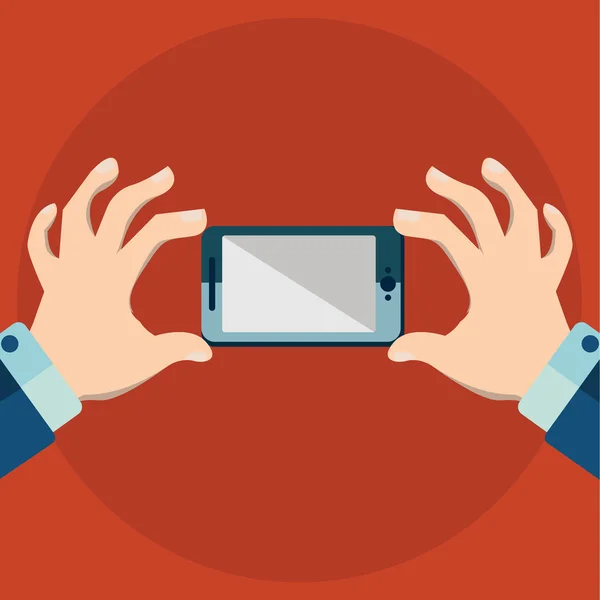 Handen holing smartphone — Stockvector