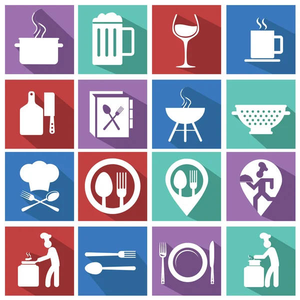 Eten en drinken pictogrammen ingesteld — Stockvector