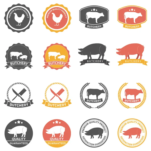 Set of butcher shop labels — Stock Vector