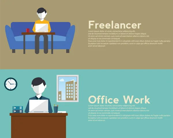Freelance and Office work — Stock Vector