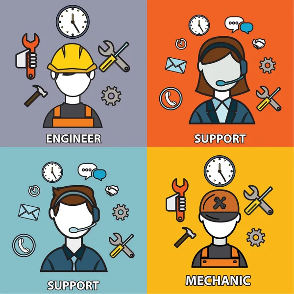 Engineering, mechanic and support icons — Stock Vector