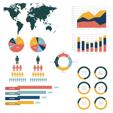 Retro infographics seti