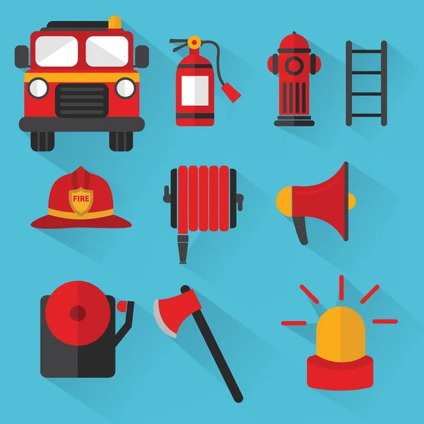 Иконки оборудования для пожаротушения — стоковый вектор