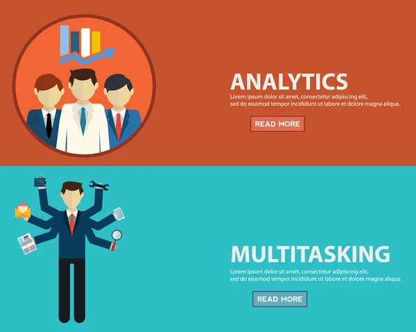 Multitasking and analytics banners — ストックベクタ