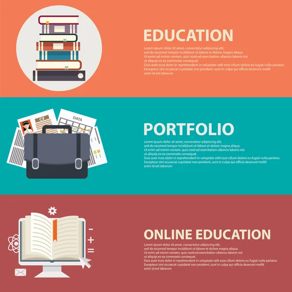 Online Eğitim ve iş portföy afiş — Stok Vektör