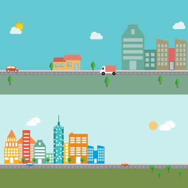 kentsel peyzaj ve şehir hayatı afiş