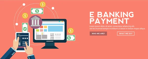 E-banking banner plano — Vector de stock