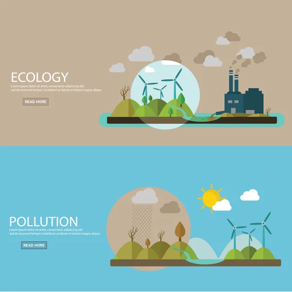 Ecología y medio ambiente banners — Vector de stock