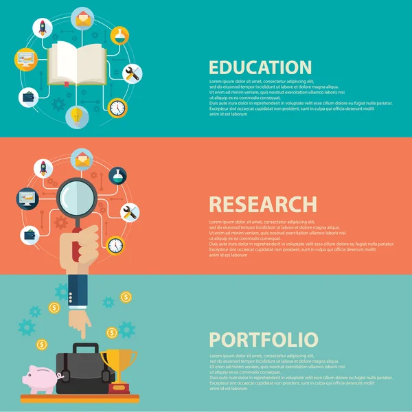 Online onderwijs en business portfolio banners — Stockvector