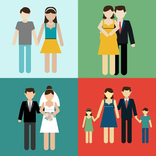 Family flat icons — Stock Vector