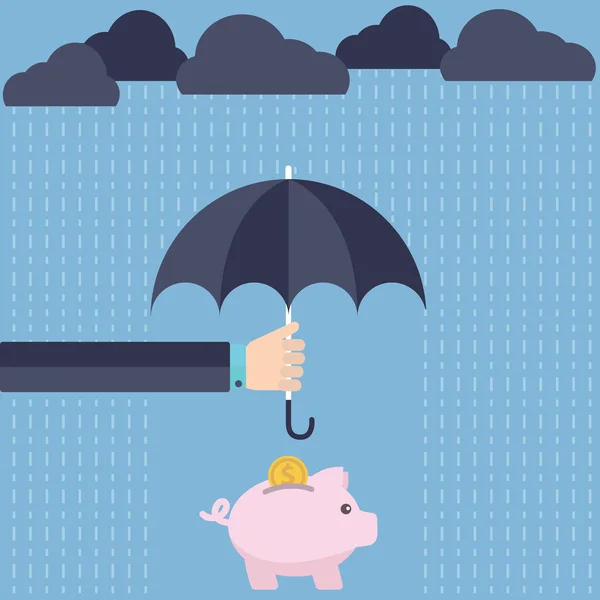 Umbrella protecting savings — Stock Vector