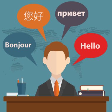 Synchronic translation services clipart