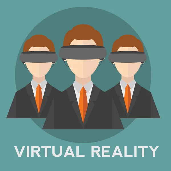 Pessoas usando capacetes de realidade virtual —  Vetores de Stock