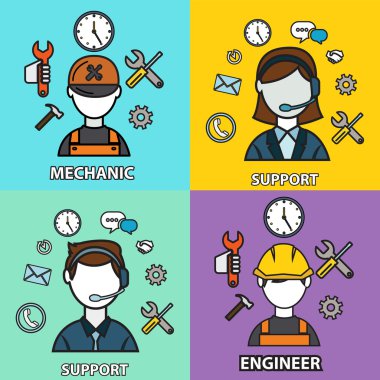 mekanik ve destek Icons set