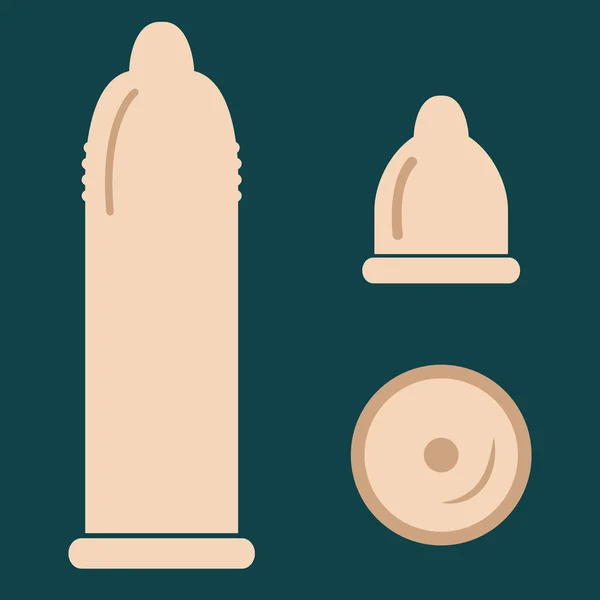 Flache Symbole für Kondome — Stockvektor
