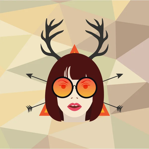 Hipster girl with glasses icon — Stock Vector