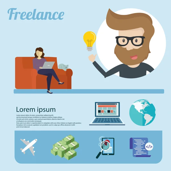 Freelancer infografiki i ikony — Wektor stockowy