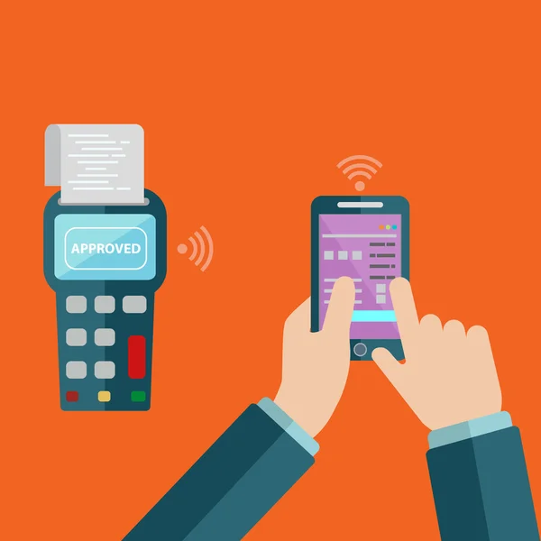 Paiement mobile via smartphone — Image vectorielle