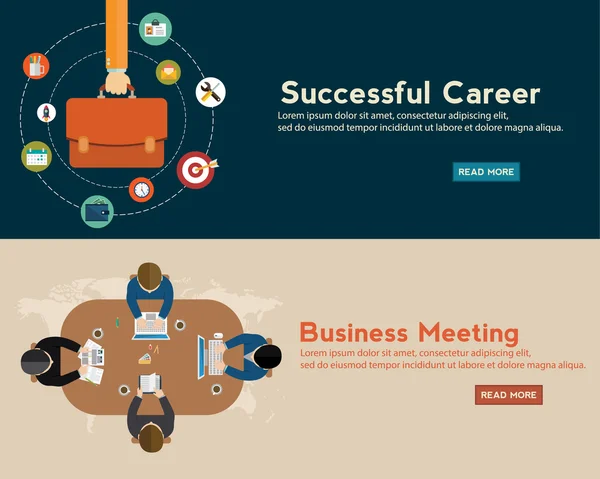 Üzleti találkozó, sikeres karriert bannerek — Stock Vector