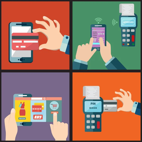 Symbole für mobiles Bezahlen — Stockvektor