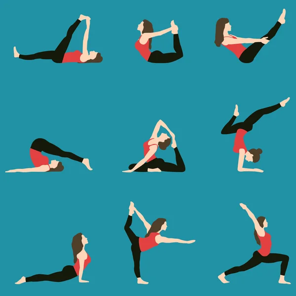 Yoga ikoner set — Stock vektor