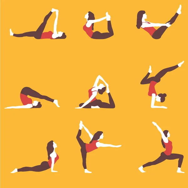 Icônes de yoga ensemble — Image vectorielle