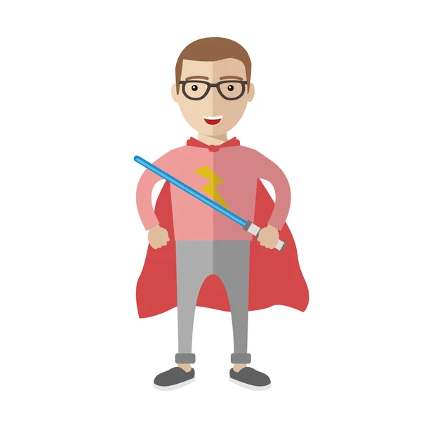 Geek szuperhős fiú ikon — Stock Vector