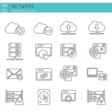 Veritabanı sunucusu ve ağ Icons set