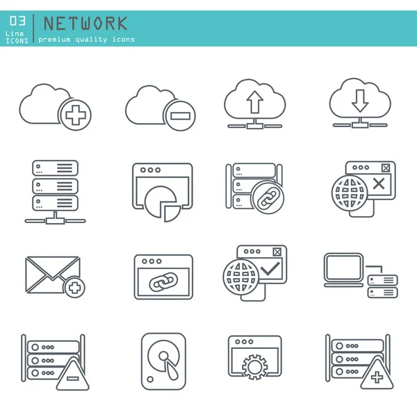 Database server and networking icons set — Stock Vector