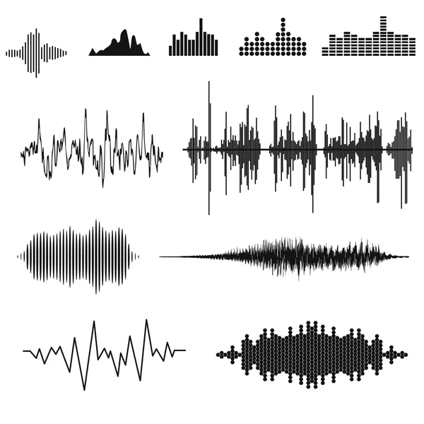 Ondas de sonido y pulso musical — Vector de stock