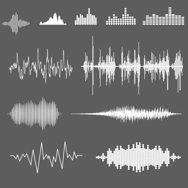 Conjunto de formas de onda sonoras — Vetor de Stock