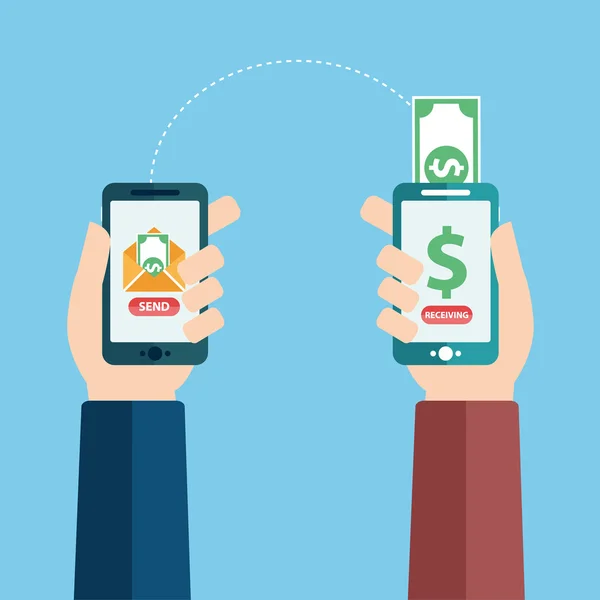 Sending money their mobile phones — Stock Vector