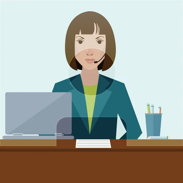 Woman clerk in bank office — Stock Vector