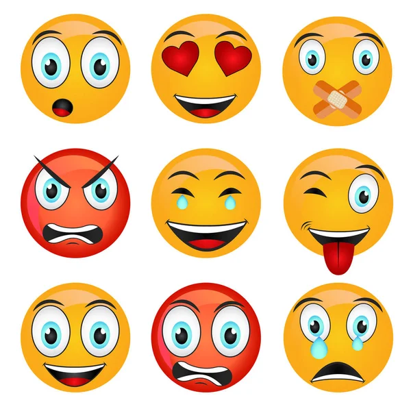 Emoticons simgeler kümesi — Stok Vektör