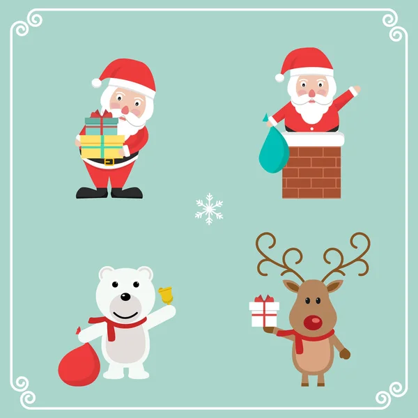 Aranyos karácsonyi karakterek — Stock Vector