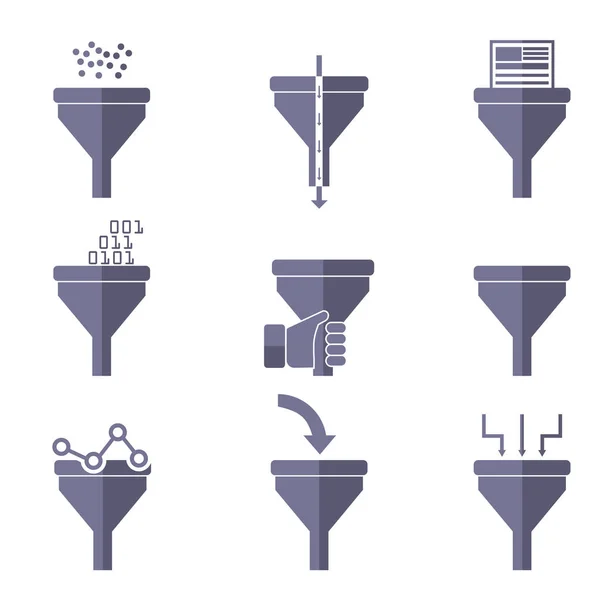 Filter icons, data filter — Stock Vector