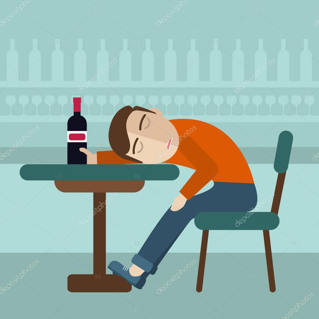 Drunk man fall asleep — Stock Vector © royalty #129064788