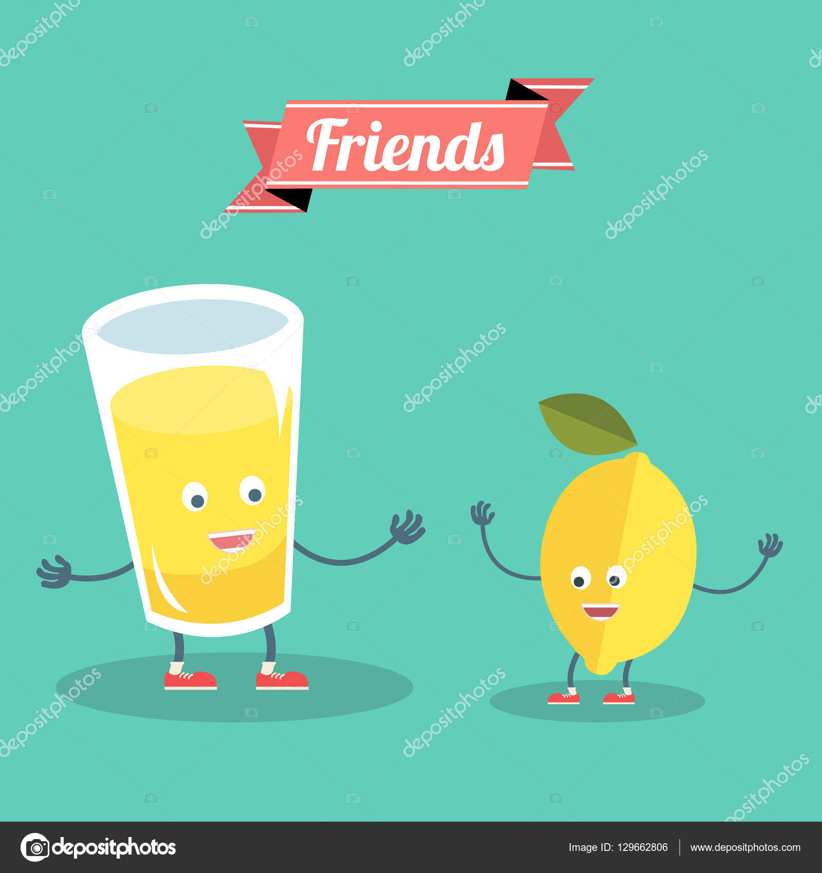 Funny lemon with lemonade Stock Illustration by ©royalty 129662806