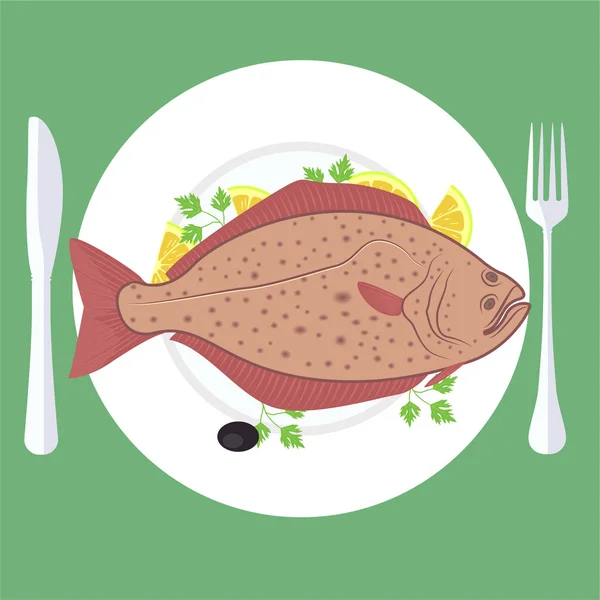 Pescado a la parrilla preparado — Vector de stock