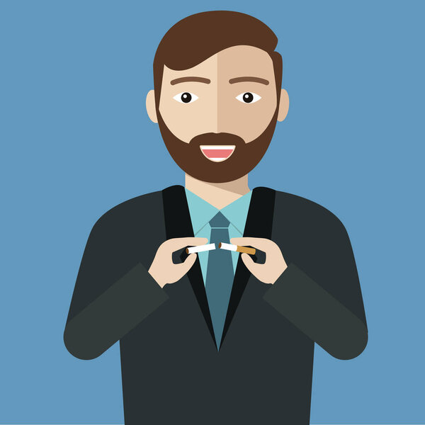 man breaking cigarette