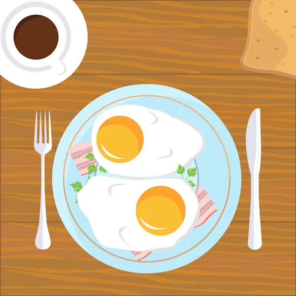 Jajka śniadaniowe i bekon — Wektor stockowy