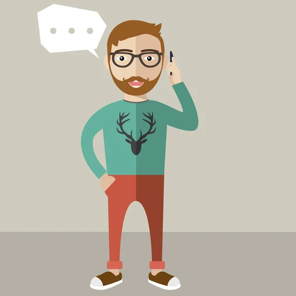 Homme parlant sur le téléphone intelligent — Image vectorielle
