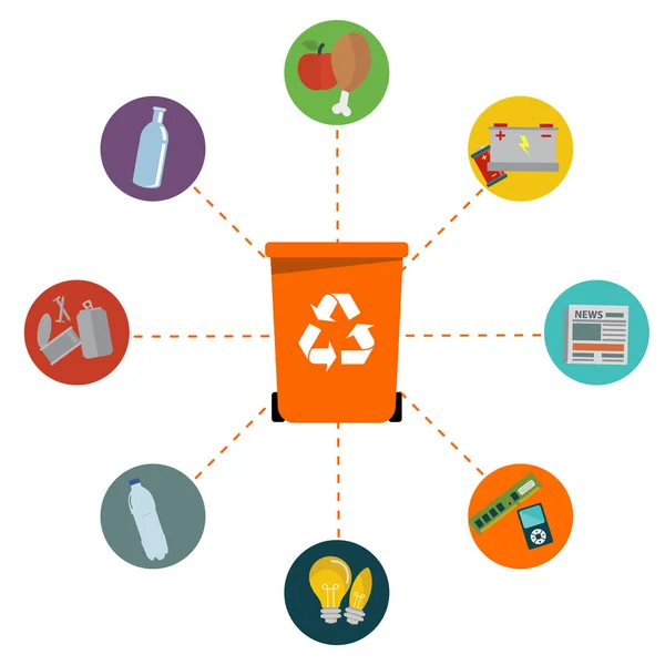 Farbige Recycling-Mülltonnen — Stockvektor