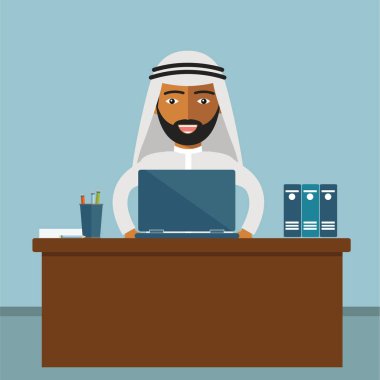 Arap işadamı Office masa başında oturan