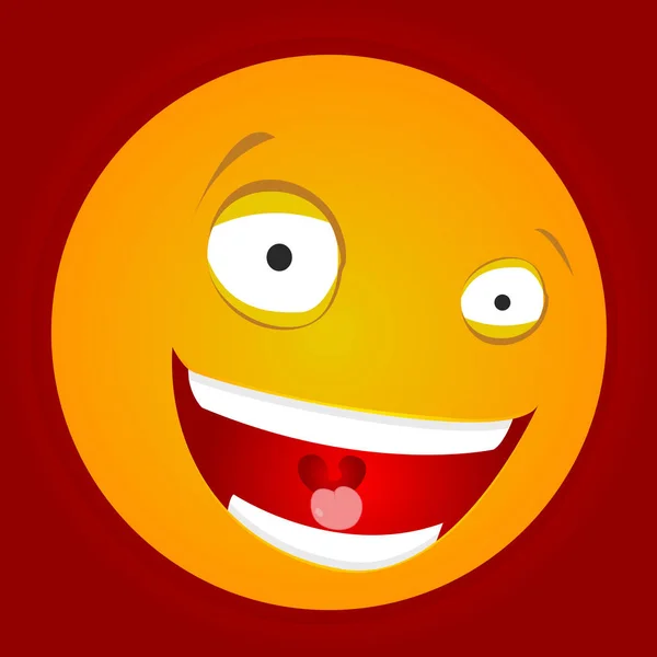 Emoticon con gran sonrisa dentada — Vector de stock